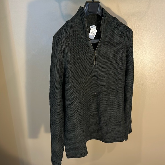 Armani Collezioni Black Zip Up Sweater with High Collar